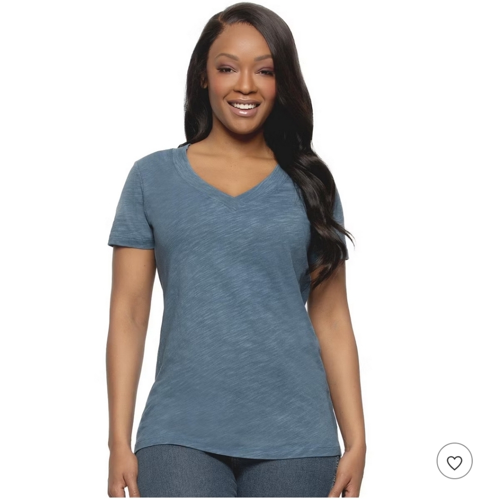 NWT Felina V-Neck Casual Short Sleeve Tee‎ Blue